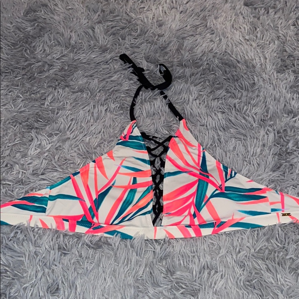 PINK vibrant strappy cross bikini top